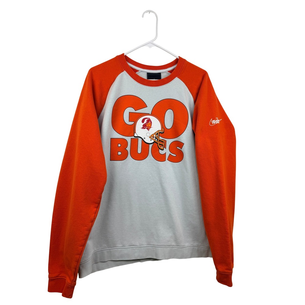 Nike NFL Tampa Bay Buccaneers Go Bucs Raglan Sweatshirt Orange Grey Mens XL